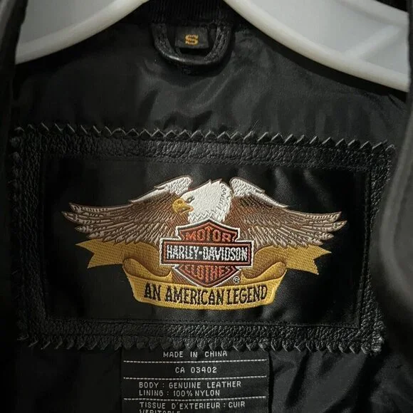 Authentic Men's Harley Davidson Black & Orange Leather Jacket Small EUC​​​​​​​​ - Picture 6 of 8